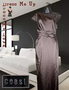 Coast Womens Mink Dress Evening PROM Party Satin Lace Size 12 RRP £250 NEW - Picture 1 of 9