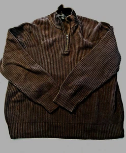 Calvin Klein Men’s Sweater XL Dark Brown Quarter Zip Pullover Casual Knit - Picture 1 of 5