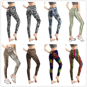 Leggings da donna stampati a lunghezza intera taglia normale allenamento pantaloni morbidi elasticizzati - Foto 1 di 45