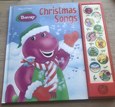 Vtg Holiday 1998 BARNEY Play-A-Song Christmas Songs Music Bk Dinosaur Works 12" - Image 1 of 4