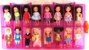 MATTEL KELLY CLUB 16 DOLLS, GIRLS & BOYS IN CARRY CASE. BARBIE'S LITTLE SISTER - Picture 1 of 6