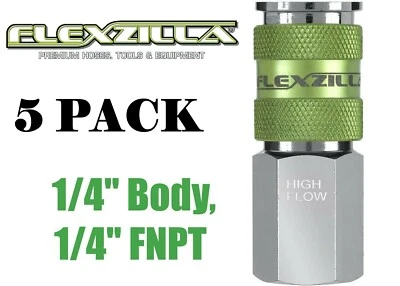 LEGACY MANUFACTURING 5 LEGACY FLEXZILLA PRO HIGH FLOW AIR HOSE QUICK COUPLER'S 1/4" FNPT NPT A53416FZ