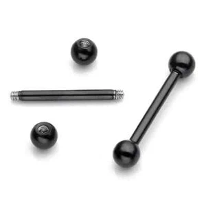 Klassische 14G 5/8" G23 SCHWARZ TITAN Zungenring Nippel Kugel Langhantel Nipplerings - Bild 1 von 2