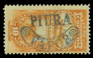 PERU 1884 PROVISIONAL ISSUES Pacific War 10c "PIURA VAPOR" ovpt Sc#14N18 mint MH - Picture 1 of 2
