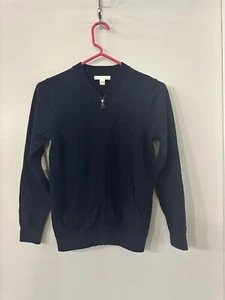Burberry London 10Y Navy gray Cardigan Zip Logo Arm Patches(chest 15,length 22) - Picture 1 of 11
