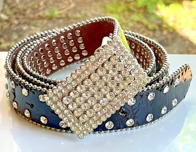 Unisex Moda Occidental Cristal Brillante Estrás Cinturón Cuero Genuino Cinturón XLARGE Foto 1 de 4