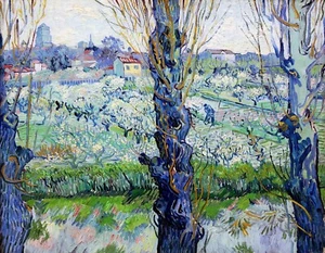 View of Arles, Flowering Orchards Painting by Vincent van Gogh Reproduction - Picture 1 of 3