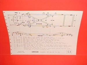 1949 1950 1951 LINCOLN COSMOPOLITAN CONVERTIBLE COUPE FRAME DIMENSION CHART - Picture 1 of 1