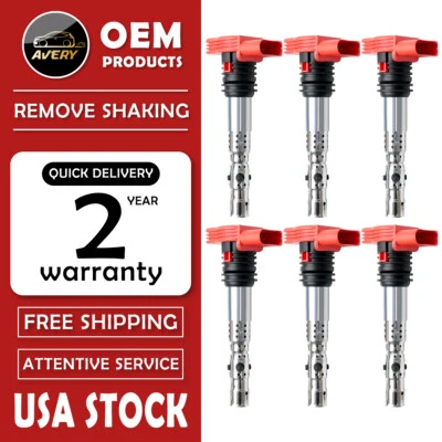 Set of 6 Ignition Coils For 2002-06 Audi A4 Quattro A6/A6 Quattro 3.0L V6 UF483 - Image 1 of 4