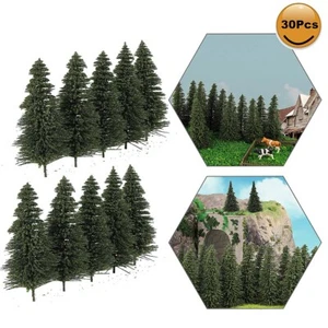 30pcs Model Pine Trees 8cm Deep Green Pines For HO Scale Model Railroad Layout - Picture 1 of 7