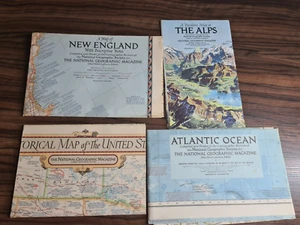 Vintage National Geographic Maps: USA, New England, Atlantic Ocean & The Alps - Picture 1 of 8