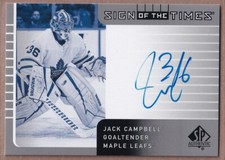 2021-22 SP Authentic Retro '01-02 Sign of the Times Jack Campbell AUTO LEAFS