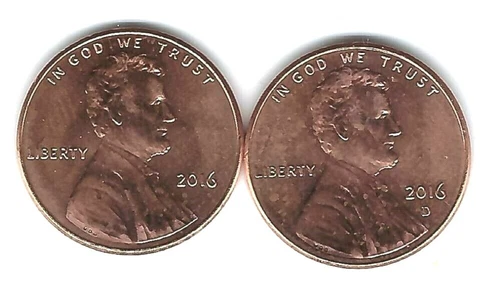 2016-D & P Two Brilliant Uncirculated Lincoln Cent Type Coins Cover
