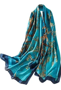 New Beautiful Printed Faux Silk Ladies Long Wide Head Neck Scarf Hijab 182x85cm - Picture 1 of 23