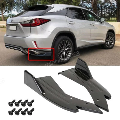 2x For Lexus RX350 RX350H RX450 Gloss Rear Bumper Diffuser Spoiler Lip Splitters - Image 1 of 4