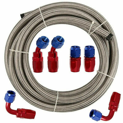 AN6 6AN AN -6 5/16  Stainless Steel Braided Fuel Hose End Kit Oil Line SV • 40.65€