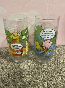 Vintage McDonalds Camp Snoopy PEANUTS Collection Drinking Glasses Lot Of 2 - Picture 1 of 2