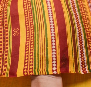 Sushila Vintage Yellow & Maroon Scrap Saree 100% Pure Silk Printed Sari Fabric - Picture 1 of 10