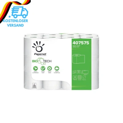 BESUCHE DEN PAPERNET-STORE Papernet Bio Tech - Toilettenpapier (407575S), 1 Packungen Mit 24 Rollen Aus Rei