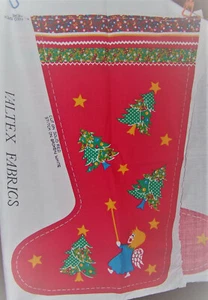2 Vtg Cut & Sew Christmas Stocking Fabric Craft Panels, Angel & Christmas Trees - Picture 1 of 3