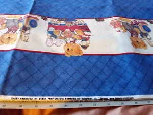 2 Yds * 46" W Vtg Cotton Quilt Fabric Red Wagon Express 45" Bumper Daisy Kingdom - Picture 1 of 6