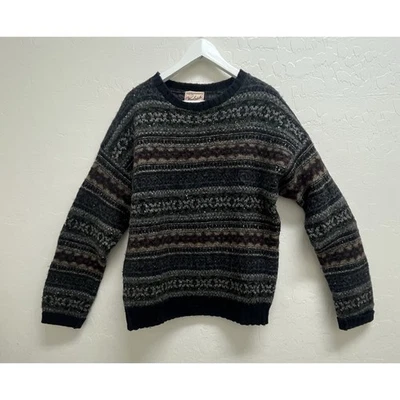 VTG Woolrich 90's Graphic Wool L Sweater Grandpa Preppy Professor Ski Dad Retro - Image 1 of 4