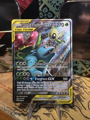 Pokémon TCG Sun & Moon Black Star Promo Tag Team Celebi & Venusaur GX SM167 NM! - Image 1 of 2
