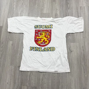 Vintage Suomi Finnland Wappen Hemd Herren Extra Large XL Boxy Weiß 80er 90er Jahre Finnisch - Bild 1 von 9