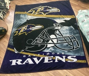 Baltimore Ravens NFL Decke Farbe Schwarz Große Größe 6x4 1/2 Fuß Top Zustand! - Bild 1 von 1
