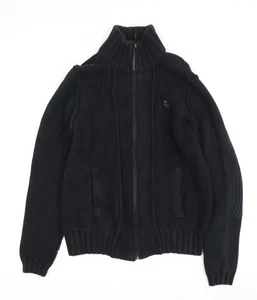 Chaqueta de lana negra Firetrap para hombre, mediana, cremallera completa, informal - Imagen 1 de 12