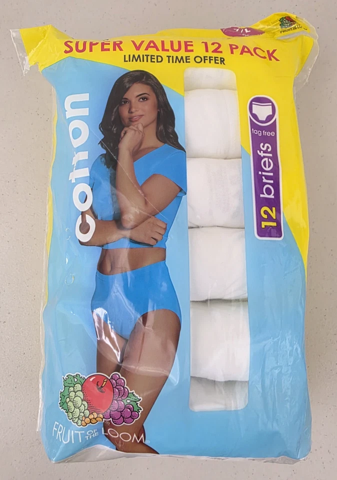 Fruit of The Loom Women's 7 Large Briefs Underwear Panties 12 Pair White