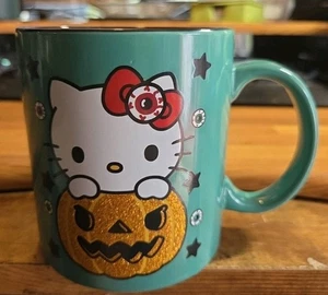 2023 Sanrio Hello Kitty Halloween Tasse Glitzer Kürbis Augapfel Schleife grün Herbst - Bild 1 von 4