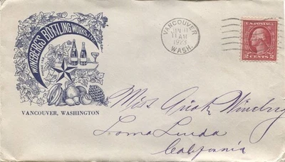 Advertising Cover Vancouver WA Wineberg’s Bottling Works fruit & bottles 1923 - Image 1 of 3