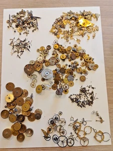 Pocket Watch Parts job lot Spring housing, gears, balance wheel, springs, screws - Picture 1 of 21
