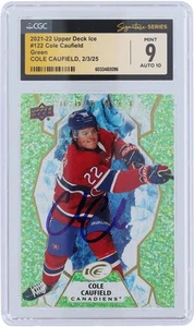 Cole Caufield Canadiens Signed 2021-22 Upper Deck Ice #122 CGC 9/10 Rookie Card - Picture 1 of 3
