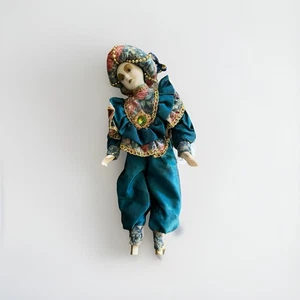 Vtg Geppeddo 12” Porcelain Pierrot Doll On Stand Venetian Floral with Stand - Picture 1 of 5