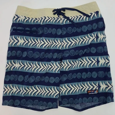 Patagonia Swim Trunks Mens 34 Blue Striped Beach Pool Surf Board Shorts Wornwear - Image 1 of 4