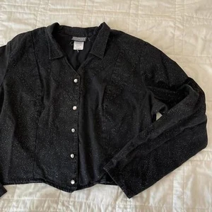 Vintage roughrider western cowgirl black jacket women’s XL whimsigoth sparkles - Picture 1 of 4