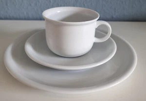 Thomas Trend Weiss Rillen Design Porzellan Gedeck: Teller + Tasse + Unterteller - Bild 1 von 10