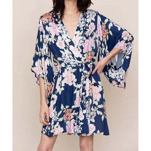 UNDERCOVER Accappatoio Yumi Kim ammiratore segreto kyoto taglia XL floreale blu navy A26C