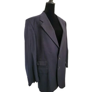 Vtg 80s 90s AQUASCUTUM OF LONDON XL Men's Navy Blue Suit Blazer Coat Wool 44L - Picture 1 of 13