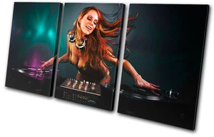 DJ Club Erotic Girl TREBLE CANVAS WALL ART Picture Print VA - Picture 1 of 1