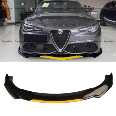 For Alfa Romeo Giulia Front Bumper Lip Spoiler Splitter Gloss Black Yellow Foto 1 de 4