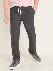 NWT Old Navy Elasticized Waist Pull-On Twill Pants for Boys Panther L 10 12 - Picture 1 of 1