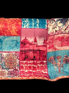 CHICO’S Exotic, Patchwork, Oversize Square Scarf, Multicolor 42”x 42” - Picture 1 of 8