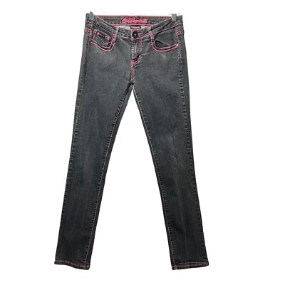 Vintage Bubblegum Y2K Jeans Low Rise Skinny Denim Pink Stitching Black Size 9/10 - Image 1 of 4