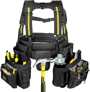 Bravex Tool Pouch Tool Belt With Suspenders Electrician Carpenter Pocket For Men - Picture 1 of 9
