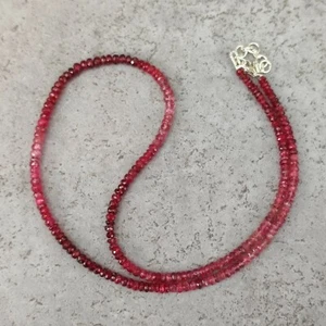 Rubin Kette Facettiert 925 Sterlingsilber Handarbeit Unikat Heilstein K579 - Imagen 1 de 4
