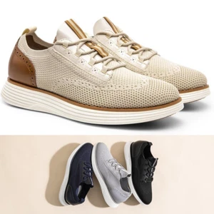 Men's Dress Sneakers Breathable Oxfords Casual Wingtip Brogue Shoes US Size 8-13 - Picture 1 of 26