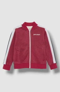 $465 Palm Angels Kids Girl's Pink Shimmery Logo Stripe Track Jacket Size 12 - Picture 1 of 3